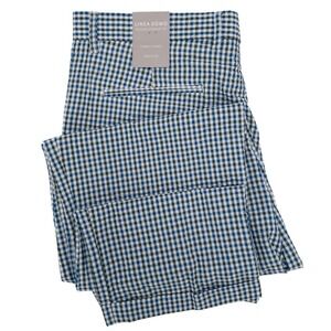 LINEA UOMO Mens Relaxed Straight Fit Seersucker Green Combo Gingham Pants 36X32